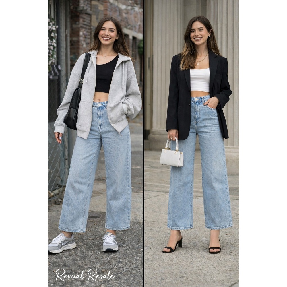 BDG Urban Outfitters High Rise Wide Leg Jeans Light Wash Y2K Casual Cool Sz 30